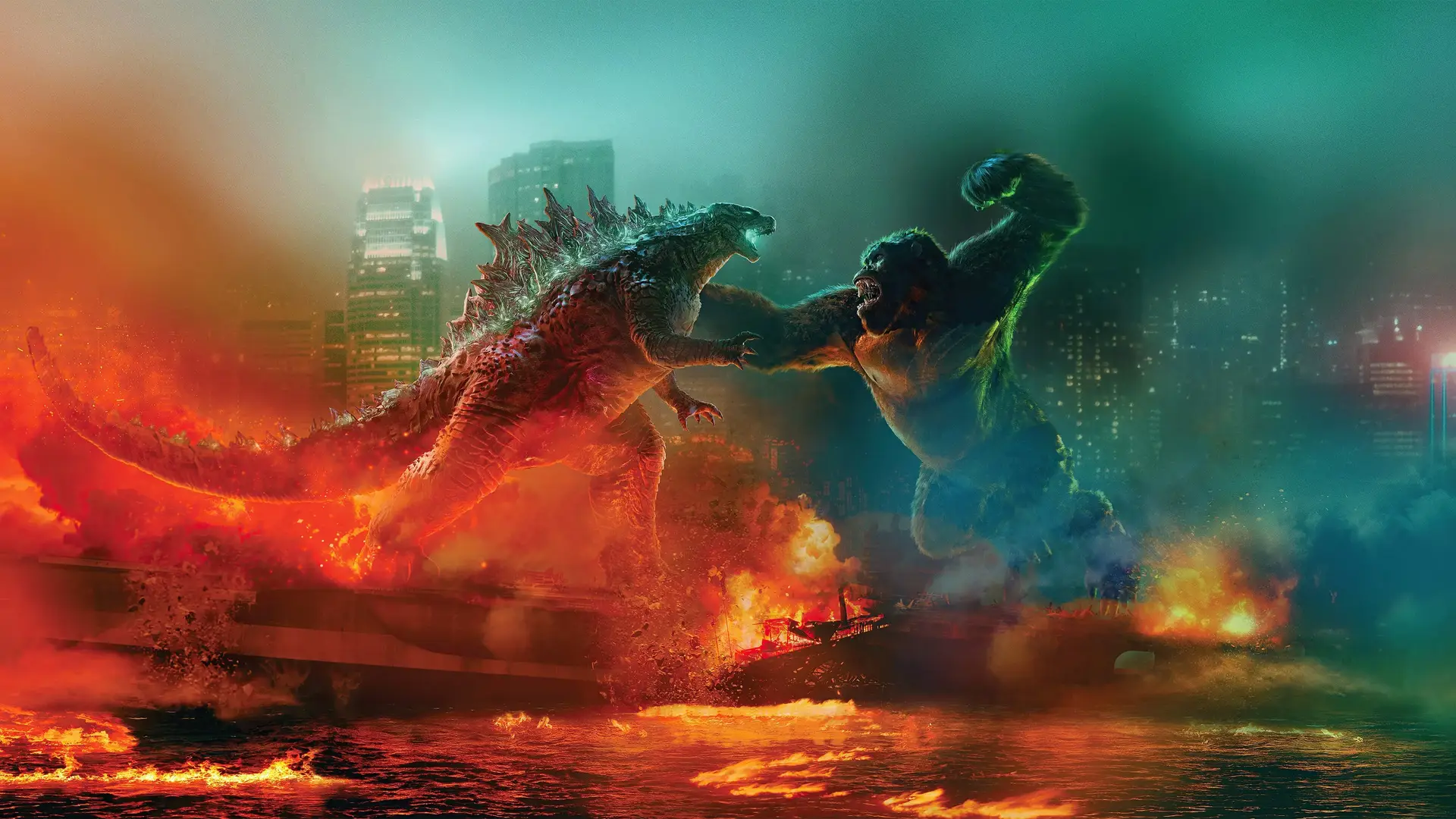 Imagen especial con las dos criaturas de la nueva pelicula de cine Godzillla VS Kong luchando