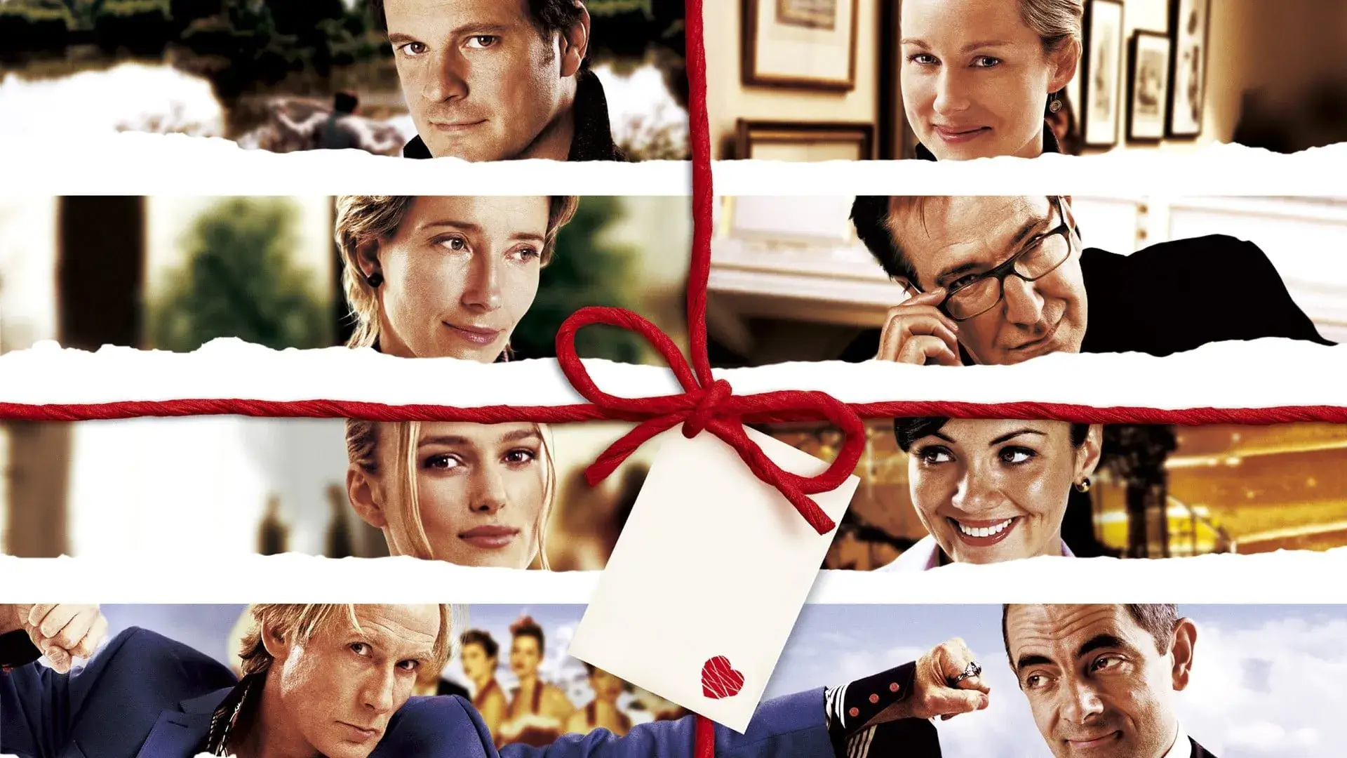 Imagen promocional de la película Love Actually en la que podemos ver a todos los personajes de la misma